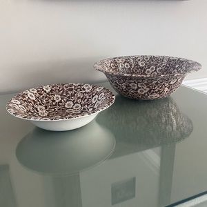 Royal Crownford Staffordshire England Calico Brown White Set Of Two Bowls